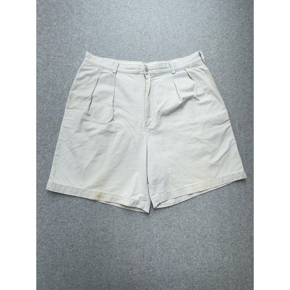 J Crew Shorts Mens 36 Oarsman White Pleated Front Flat Front 100% Cotton Vintage